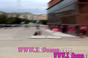 Unexpected public trio in Barcelona erotic salon