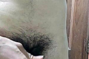 Young man cumshot in mother-in-laws bathroom