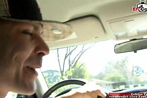 Skinny blonde slut with small tits receives huge cumshot on boobs and face