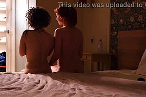 Backstage threesome with anfisse and emma korti riding monster cocks wildly.