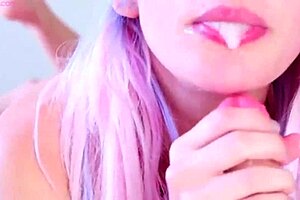 Blonde pro narrates her masturbation and blowjob session with a MONSTER COCK