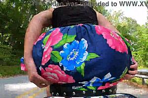 Butt-plugged wife flashes big ass on motorcycle in public
