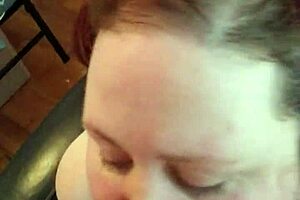 fat slut eagerly sucks big cock, cum on cookies