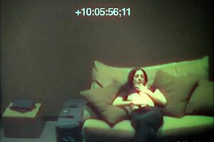 Bold Sexy babe fiercely fingers tight pussy on sofa while craving intense sucking