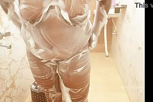 bengali wife bathing with her big tits exposed