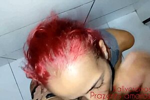 Watch me cum on my sister-in-law's face as she cleans the bathroom