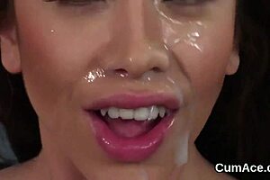 wacky sex kitten gulps jizz on face