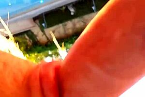 Just doing the yard work, sucking cock in garden