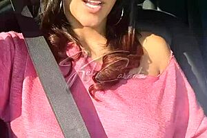 Latina Wife In Lingerie Flashes Truckers During Homemade Car Trip To SP