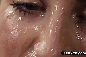 Wicked model receives facial cumshot while gulping jism