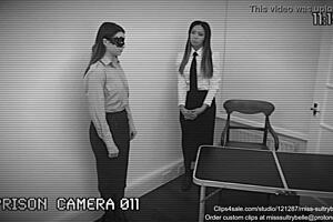 beautiful young ladies caned in garage