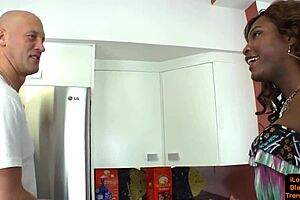 Black tranny anally slammed and stroking