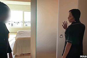Cruel temptress with big boobs and beautiful long hair is together with her black friend when her husband catches them in the act