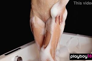 Diana Lark Teases In The Bath! Bubble Covered Brunette Ukrainian Beauty Shows Her Shaved Pussy.