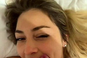 he shakes his big dick teasing the cute blonde