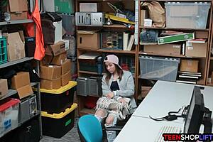 Security Guard Catches Tiny 18+ Teen 18+ Stealing From The Store