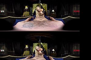 Busty blonde in explosive forbidden bondage in vr