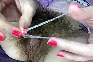 i had a super wet orgasm with grool play and closeup hairy pussy big clit rubbing masturbation