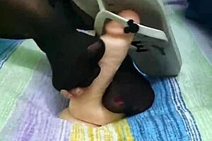 footjob madness with my dildo and torn pantyhose while masturbating doggystyle for ultimate pleasure