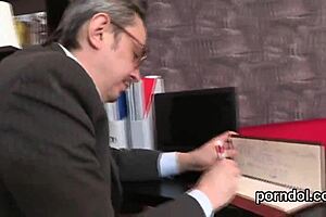 Innocent bookworm seduced and fucked by lecturer