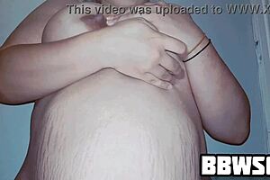 bbw wraps her huge tits around new dildo in pov solo play