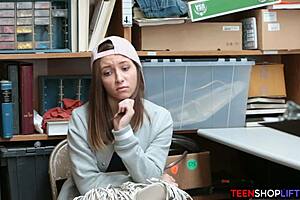 Security Guard Catches Tiny 18+ Teen 18+ Stealing From The Store