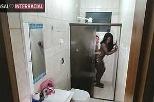 Hidden Camera Catches Young Stud with Busty Ebony Beauty