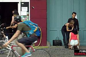 busty german publicly humiliated outside before cock riding
