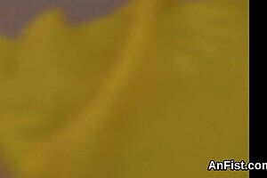 Naughty lesbians gaping and fist fucking anals