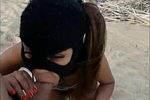 Blowjob on the beach ending in anal