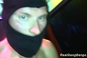 Hot black and white chicks dive into a real gangbang orgy at swingers party.