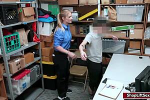 Lp officer gives handjob and sucks shoplifter's cock in office.