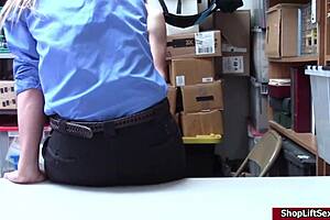 Lp officer gives handjob and sucks shoplifter's cock in office.