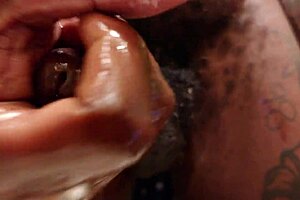 hallelujah johnson wanks hairy cock with pocket pussy close up