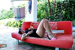 Hot middle-aged Arab brunette Samia Christal Strip on her cam