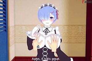 Rem Gives Boobjob And Sucking