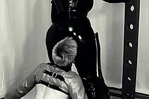 Dominant woman and her slave play BDSM face sitting and analfucking