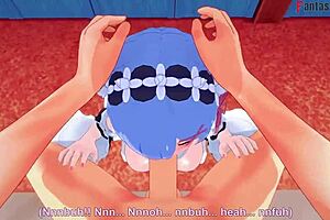 Rem Gives Boobjob And Sucking