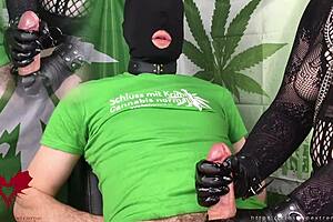 goth milf, you stroking with black latex gloves and penis pump or what?