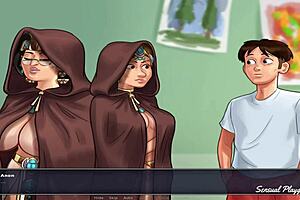 Summertime Saga Painting Two Cute Babes In Art Class