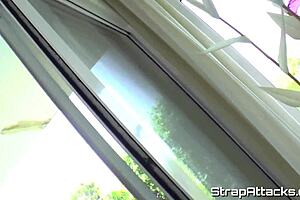 The dominating babe with big tits tattoos her slave with pegging and toys