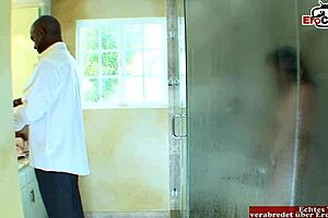 Busty brunette slut enjoys bbc and mouth cumshot