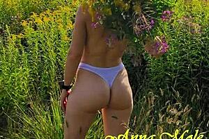 Adorable Girl With Small Tits Walks In Nature, Teasing In Short Shorts