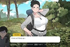 Camp adventure with big tits mom in extended game, joined by my friend