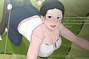 Camp adventure with big tits mom in extended game, joined by my friend