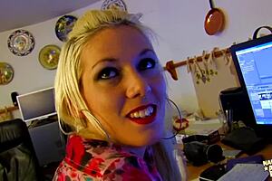 Perky TITS BOUNCE as BOYFRIEND FUCKS blonde's ASSHOLE