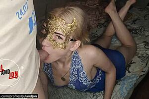 Hot teen blonde sucks big dick and rides for real orgasm