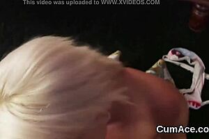 I watch the sexy stunner take a massive facial