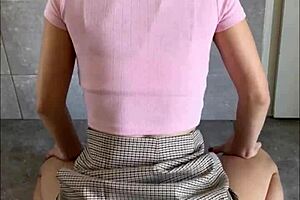 Cute Girl Rides Anal Dildo In Homemade Scene With Shaved Pussy And Small 18+ Tits