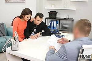 The cameraman spots a young couple in Prague and pays them for sex